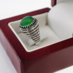 انگشتر عقیق سبز نقره مردانه طرح شهراد - Image 2