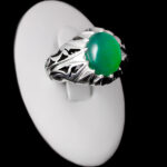 انگشتر عقیق سبز نقره مردانه دست ساز طرح فرزاد