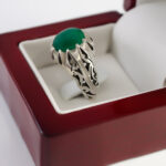 انگشتر عقیق سبز نقره مردانه دست ساز طرح فرزاد - Image 2