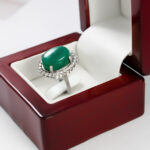 انگشتر عقیق سبز نقره زنانه طرح درسا - Image 2