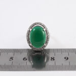 انگشتر عقیق سبز نقره زنانه طرح درسا - Image 3