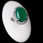 انگشتر عقیق سبز نقره زنانه طرح درسا