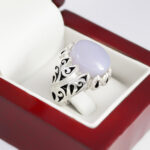 انگشتر عقیق کبود یمنی دست ساز نقره مردانه طرح کیوان - Image 2