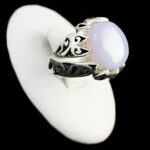 انگشتر عقیق کبود یمنی دست ساز نقره مردانه طرح کیوان