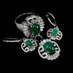 نیم ست عقیق سبز نقره زنانه طرح حورزاد - Image 4