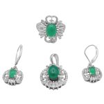 نیم ست عقیق سبز نقره زنانه طرح حورزاد