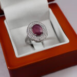 نیم ست یاقوت سرخ الماس تراش نقره زنانه طرح چشمه - Image 2