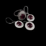 نیم ست یاقوت سرخ الماس تراش نقره زنانه طرح چشمه