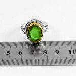 انگشتر الکساندریت الماس تراش نقره مردانه طرح دور طلایی کامران - Image 5