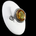 انگشتر الکساندریت الماس تراش نقره مردانه طرح دور طلایی کامران