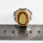 انگشتر الکساندریت الماس تراش نقره مردانه طرح دور طلایی دانیار - Image 3