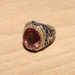 انگشتر الکساندریت الماس تراش نقره مردانه طرح دور طلایی دانیار - Image 4