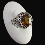 انگشتر الکساندریت الماس تراش نقره مردانه دست ساز طرح رضا