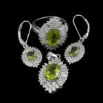 نیم ست الکساندریت الماس تراش نقره زنانه طرح دایانا - Image 5