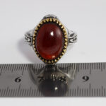 انگشتر گارنت نقره مردانه طرح دور طلایی کسرا - Image 2