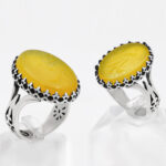 ست انگشتر شرف الشمس نقره مردانه و زنانه طرح روح الامین + حکاکی - Image 2