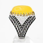 انگشتر شرف الشمس نقره مردانه طرح برزان + حکاکی - Image 2