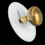 انگشتر حدید صینی نقره مردانه طرح عین علی بیضی