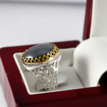 انگشتر حدید صینی نقره مردانه کیهان +حکاکی - Image 3