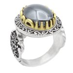 انگشتر حدید صینی نقره مردانه طرح یا علی بن موسی الرضا (ع)