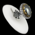 انگشتر حدید صینی نقره مردانه طرح یا علی بن موسی الرضا (ع) - Image 4