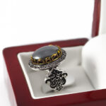 انگشتر حدید صینی نقره مردانه طرح یا علی بن موسی الرضا (ع) - Image 2