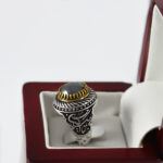 انگشتر حدید صینی نقره مردانه طرح لبیک یا حسین - Image 3