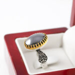 انگشتر حدید صینی نقره مردانه طرح ارج - Image 2