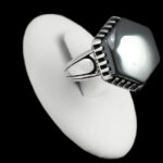 انگشتر حدید صینی نقره مردانه طرح شش ضلعی ساده