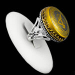 انگشتر حدید صینی نقره مردانه طرح سپاه پاسدران+حکاکی هنری آیت الکرسی - Image 4