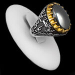 انگشتر حدید صینی نقره مردانه طرح یا ابالفضل (ع)