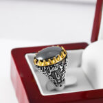 انگشتر حدید صینی نقره مردانه طرح یا ابالفضل (ع) - Image 3