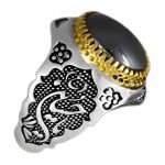 انگشتر حدید صینی نقره مردانه طرح یا حسین + حکاکی