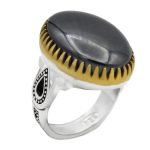 انگشتر حدید صینی نقره مردانه طرح یزدان + حکاکی