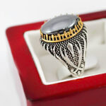 انگشتر حدید صینی نقره مردانه طرح ذوالفقار + حکاکی - Image 5