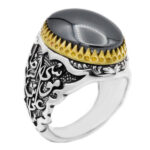 انگشتر حدید صینی نقره مردانه طرح یا علی موسی الرضا (ع) + حکاکی