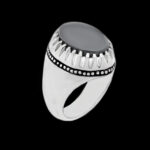 انگشتر حدید صینی نقره مردانه دست ساز طرح فیلی دور چنگ