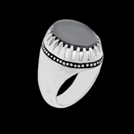 انگشتر حدید صینی نقره مردانه دست ساز طرح فیلی دور چنگ