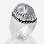 انگشتر حدید صینی نقره مردانه دست ساز طرح فیلی دور چنگ - Image 2