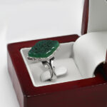 انگشتر عقیق سبز مردانه نقره طرح شمسه خدایا شکرت - Image 2