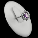 انگشتر آمیتیست الماس تراش نقره زنانه طرح حورا