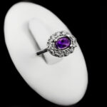 انگشتر آمیتیست الماس تراش نقره زنانه طرح حفیظه