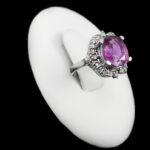 انگشتر آمیتیست الماس تراش نقره زنانه طرح عفیفه