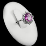 انگشتر آمیتیست الماس تراش نقره زنانه طرح جهانتاب