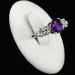 انگشتر نقره زنانه طرح آسکا با سنگ آمیتیست