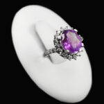 انگشتر نقره زنانه طرح آلما با سنگ آمیتیست