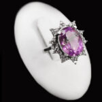 انگشتر آمیتیست الماس تراش نقره زنانه طرح آلا