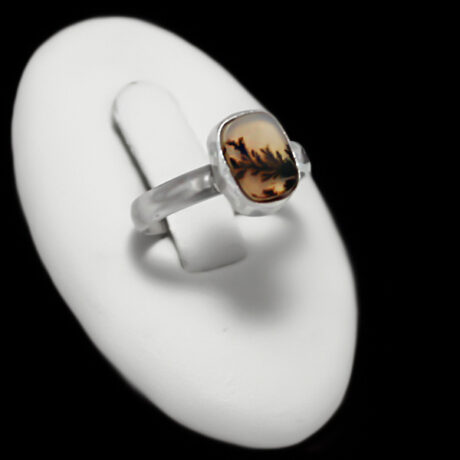 انگشتر عقیق شجر زنانه نقره دست ساز طرح آلا +حرز امام جواد (ع) +تربت امام حسین (ع)