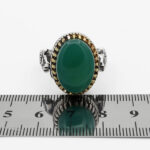 انگشتر عقیق سبز نقره مردانه طرح دورطلایی سهیل - Image 4