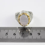 انگشتر عقیق کبود یمنی نقره مردانه دست ساز فاخر دور طلایی طرح عماد - Image 3